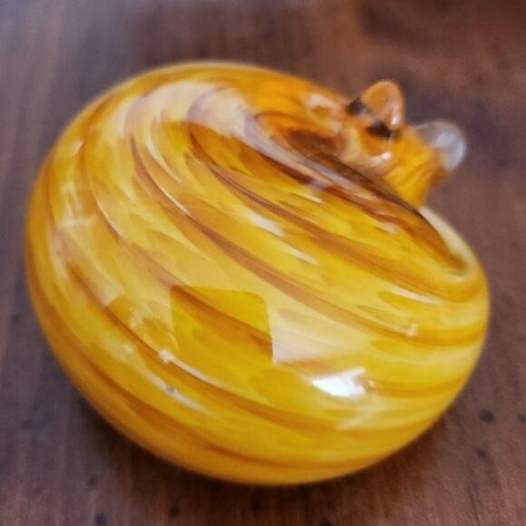 Nunwell Amber‎ Swirl Art Glass Sleeping Cat 2-1/4" Paperweight Signed Nunwell 07 - Picture 1 of 9